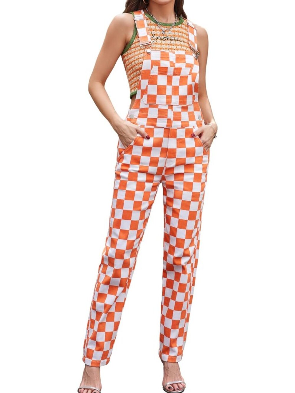 Cute Checkered Overalls for Women | Stylish Jumpsuit Bib Coveralls, Casual Chic